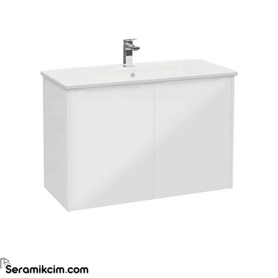 Vitra New Integra Square Lavabo Dolabı 100 Cm İki Kapaklı Parlak Beyaz 80093
