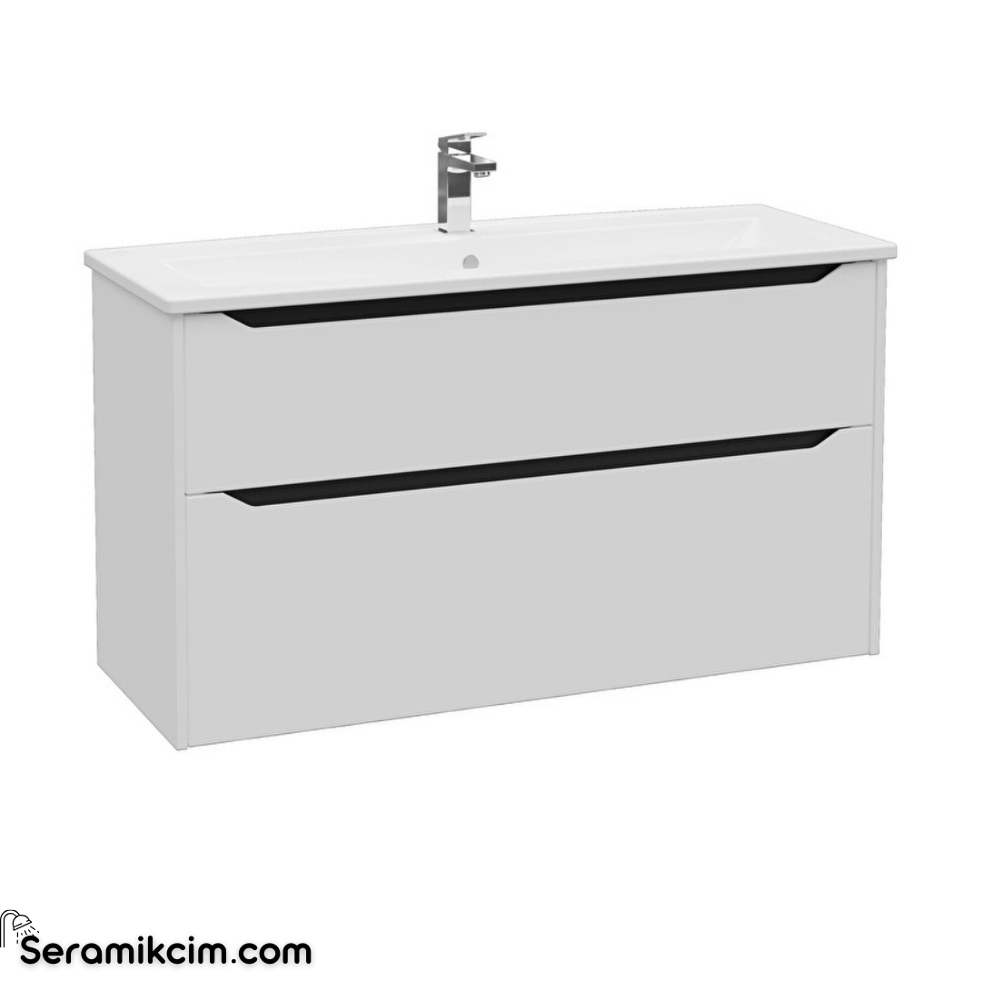 Vitra New Integra Square Lavabo Dolabı 120 Cm İki Çekmeceli Mat Açık Gri 80234