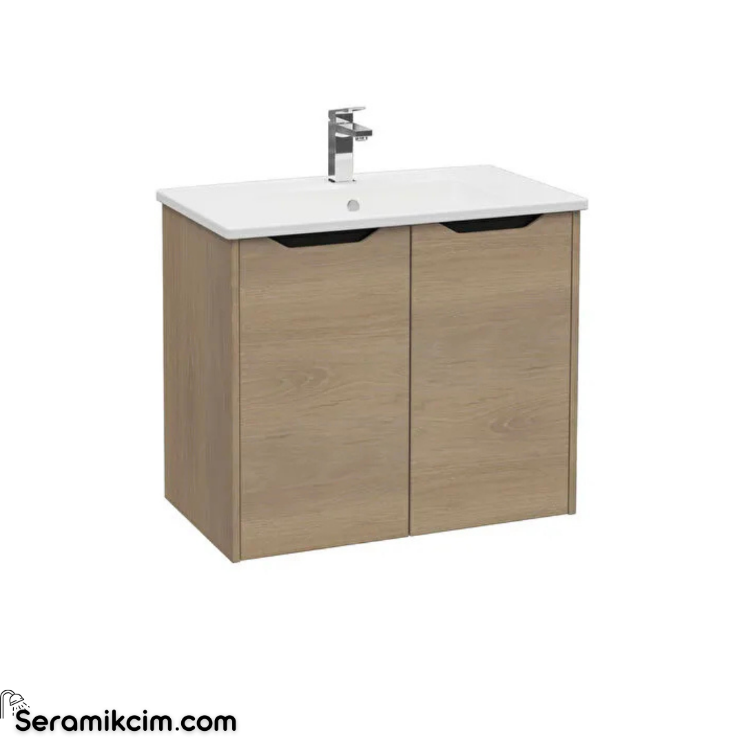 Vitra New Integra Square Lavabo Dolabı 80 Cm İki Kapaklı Altın Meşe 80087