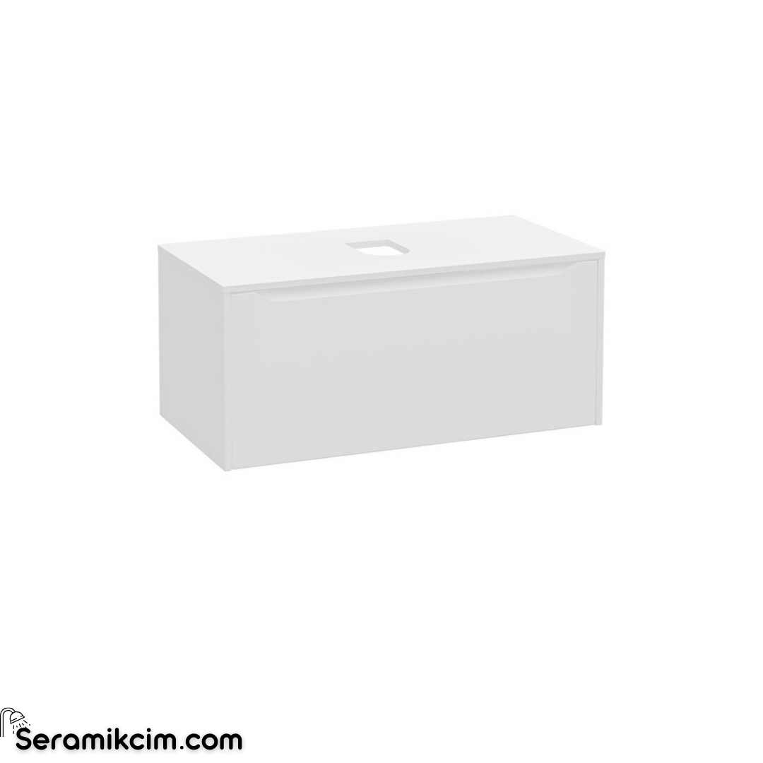 Vitra New Integra Square Lavabo Dolabı 100 Cm Bir Çekmeceli Çanak Lavabo Uyumlu Mat Beyaz Lavabosuz 80283