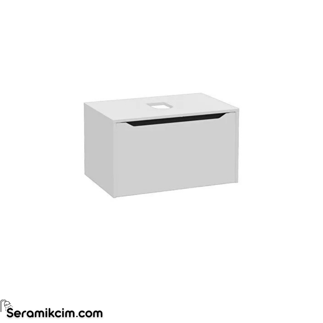 Vitra New Integra Square Lavabo Dolabı 80 Cm Bir Çekmeceli Çanak Lavabo Uyumlu Mat Açık Gri Lavabosuz 80279