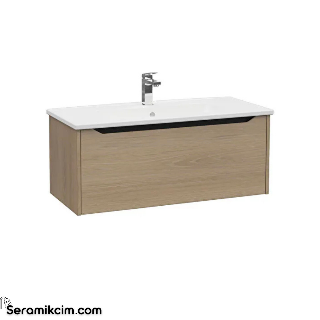 Vitra New Integra Square Lavabo Dolabı 100 Cm Bir Çekmeceli Altın Meşe 80150
