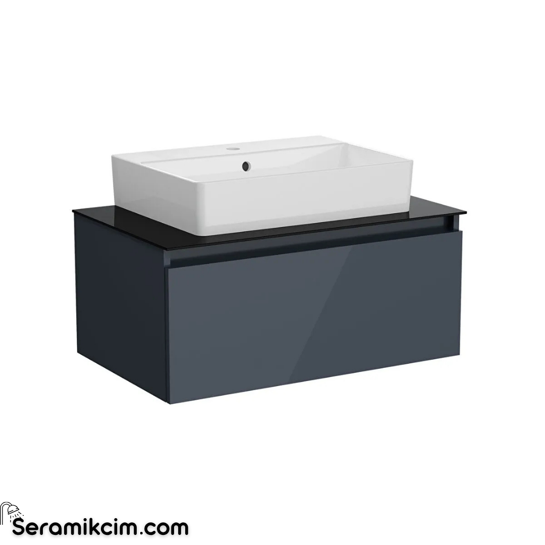 Vitra Nuo Çekmeceli Lavabo Dolabı, 80 cm, Parlak Antrasit 80435