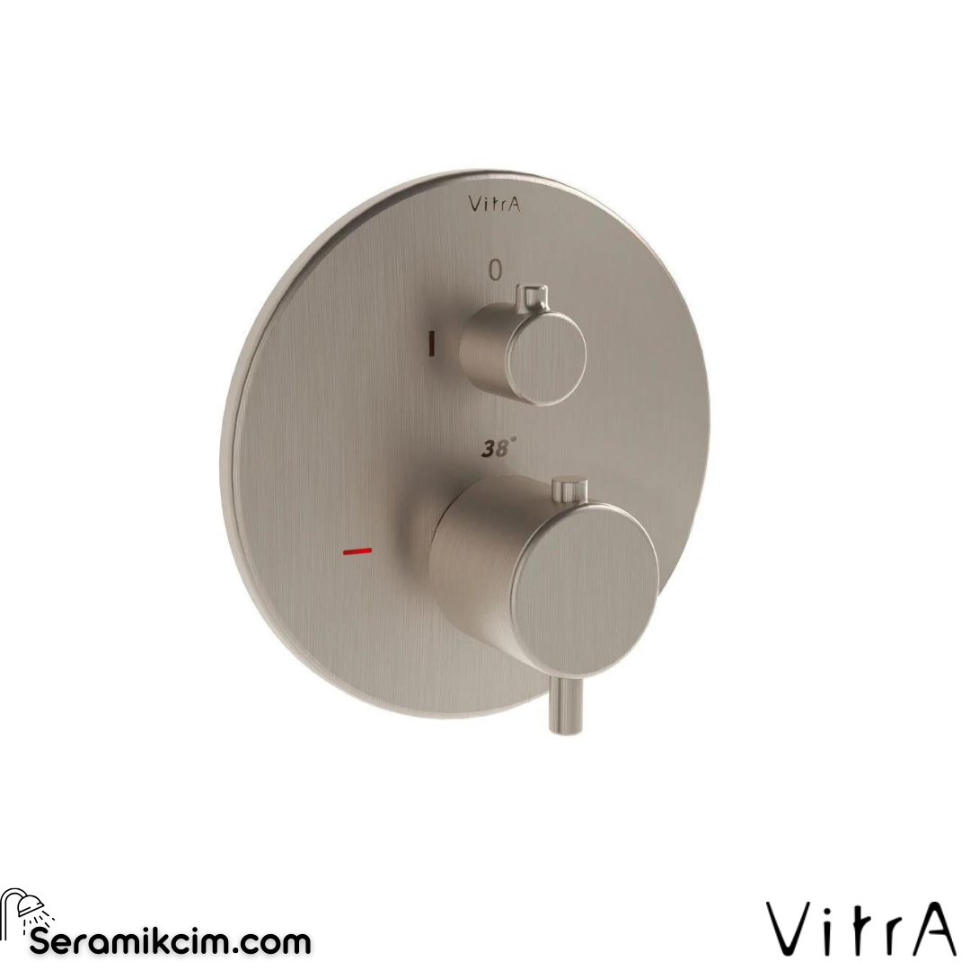 Vitra Origin Ankastre Termostatik Duş Bataryası (V-Box Sıva Üstü Grubu), F.Nikel