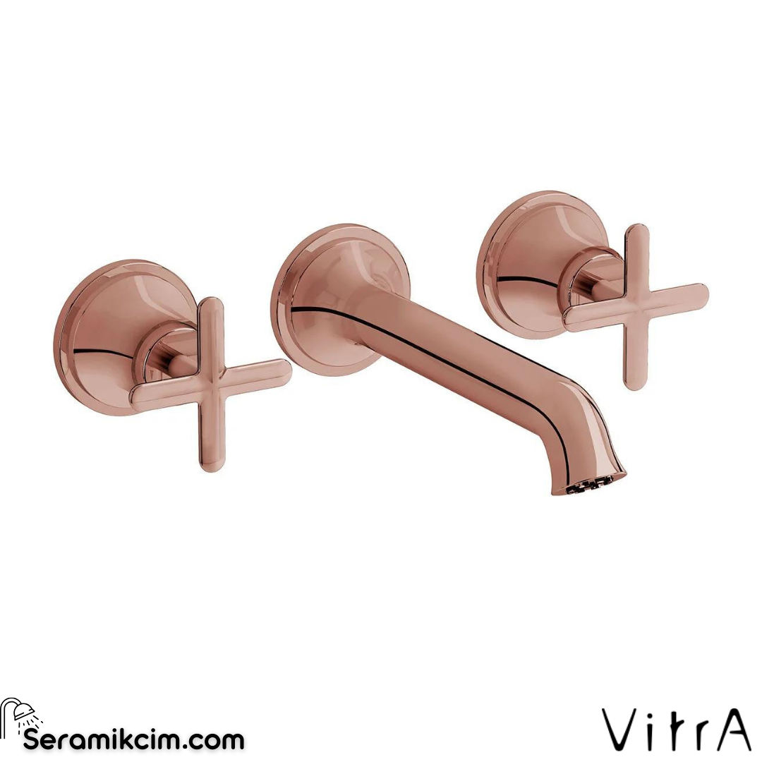 Vitra Origin Classic Ankastre Lavabo Bataryası (3 Delikli Lavabolar İçin) (Sıva Üstü Grubu), Soft Bakır