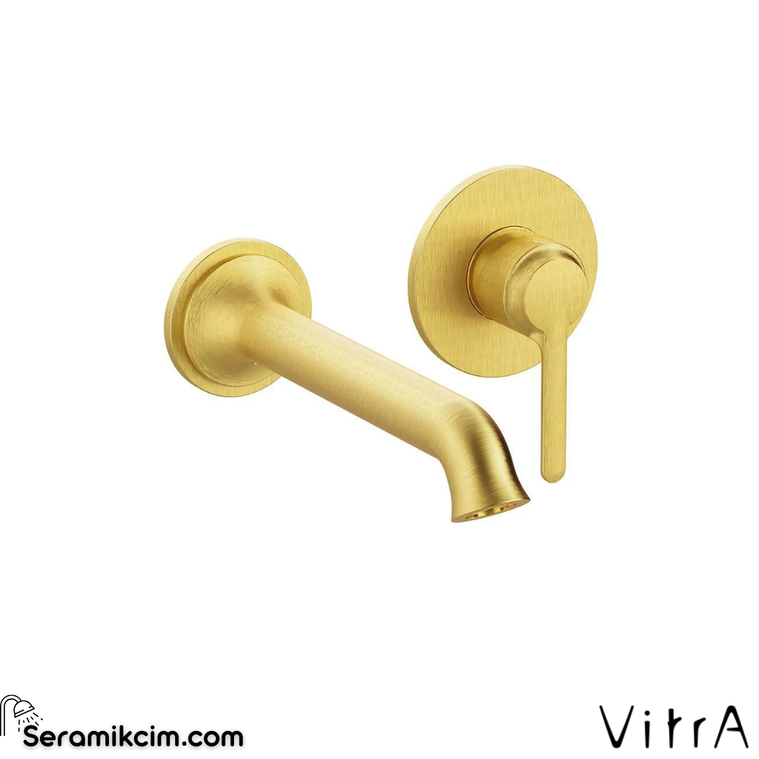 Vitra Origin Classic Ankastre Lavabo Bataryası (2 Delikli Lavabolar İçin) (Sıva Üstü Grubu), Fırçalı Altın