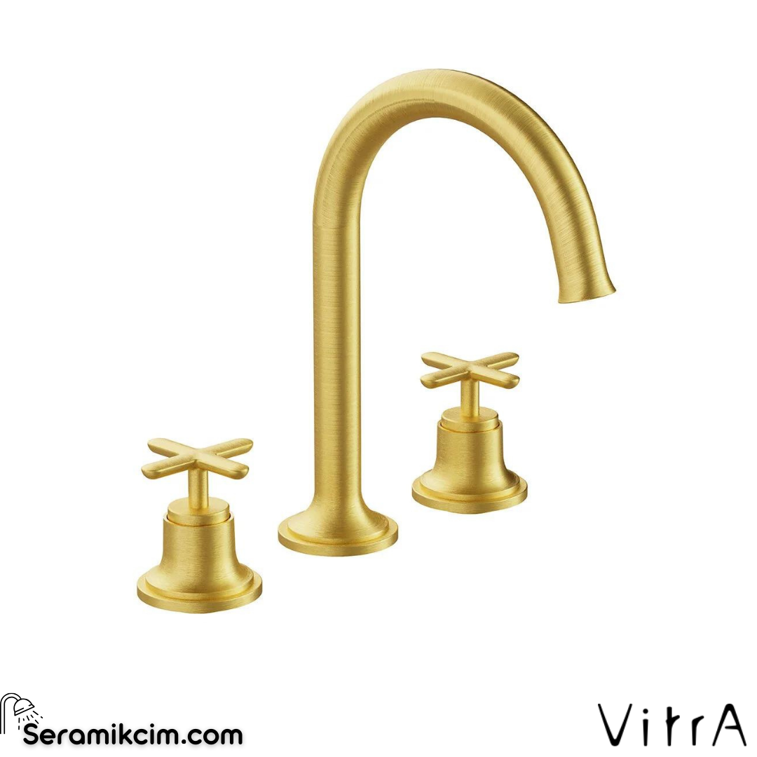 Vitra Origin Classic Lavabo Bataryası (3 Delikli Lavabolar İçin), Fırçalı Altın