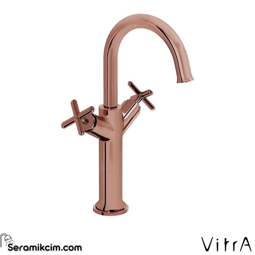 Vitra Origin Classic Lavabo Bataryası (Çift Kumandalı, Çanak), Soft Bakır