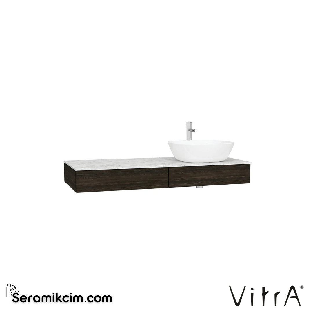 VitrA Origin Tezgah 120 cm, iki çekmeceli sağ sifon delikli, karaağaç 65683 - 65683