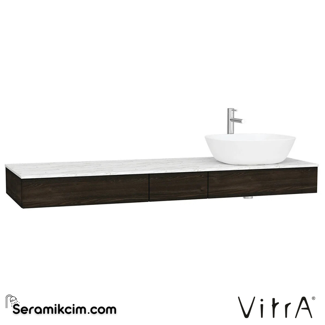 VitrA Origin Tezgah 150 cm, üç çekmeceli sağ sifon delikli, karaağaç 65693 - 65693