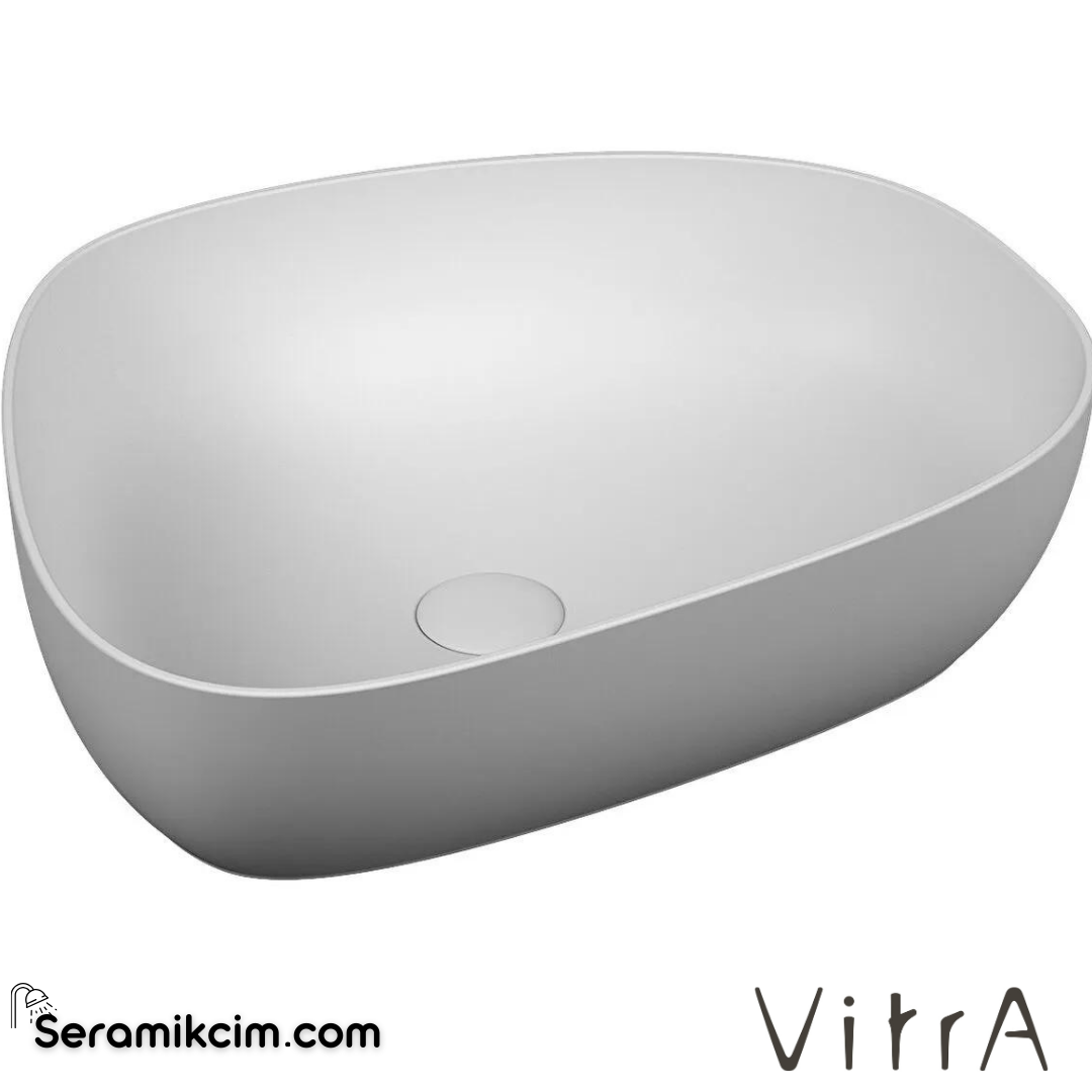 VitrA Outline Çanak Lavabo Tv Şekilli, 55x43 cm Armatür Deliksiz, Su Taşma Deliksiz, Clean, Mat Beyaz - 5991B401-0016