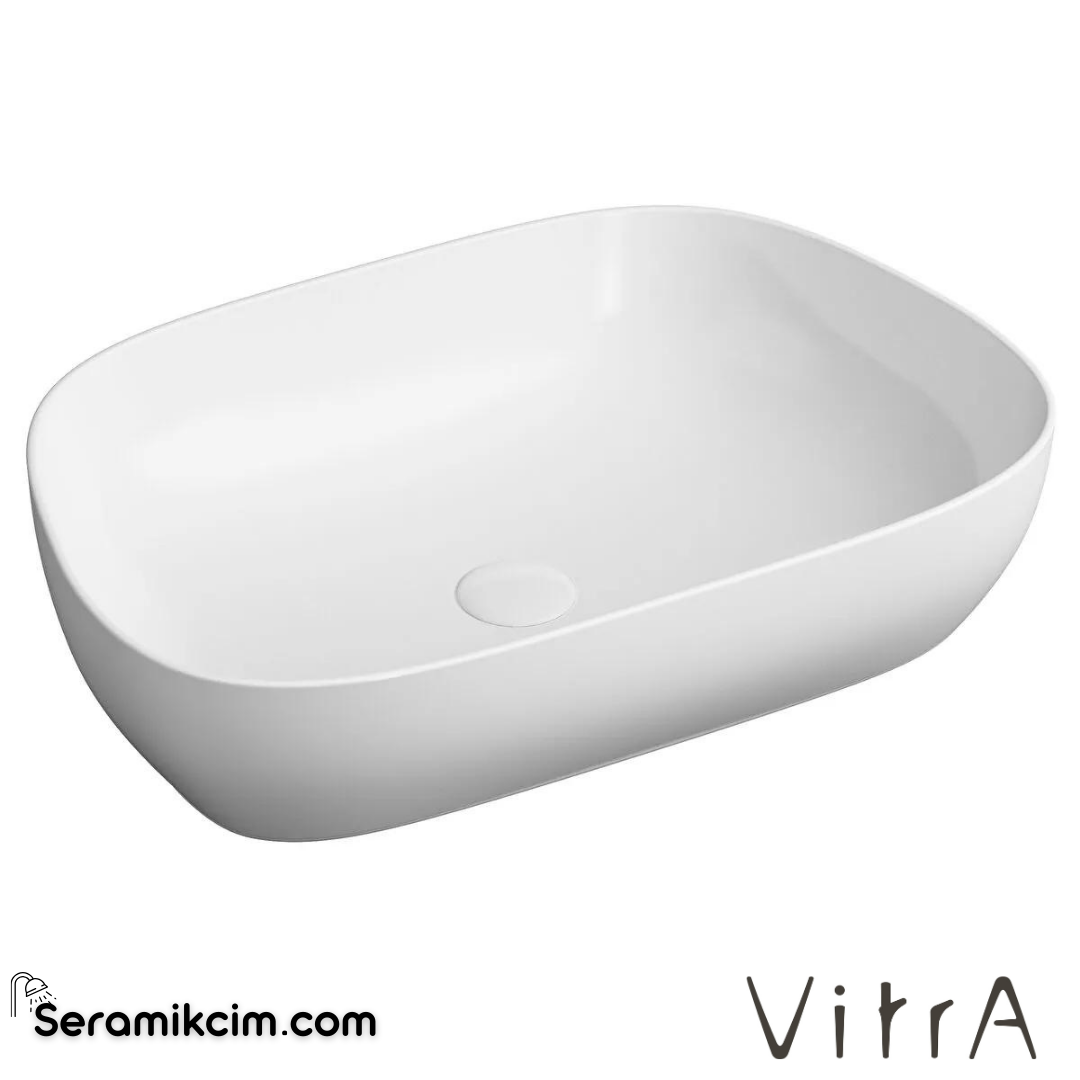 VitrA Outline Çanak Lavabo Tv Şekilli, 60x41 cm Armatür Deliksiz, Su Taşma Deliksiz, Clean, Beyaz - 5993B403-0016