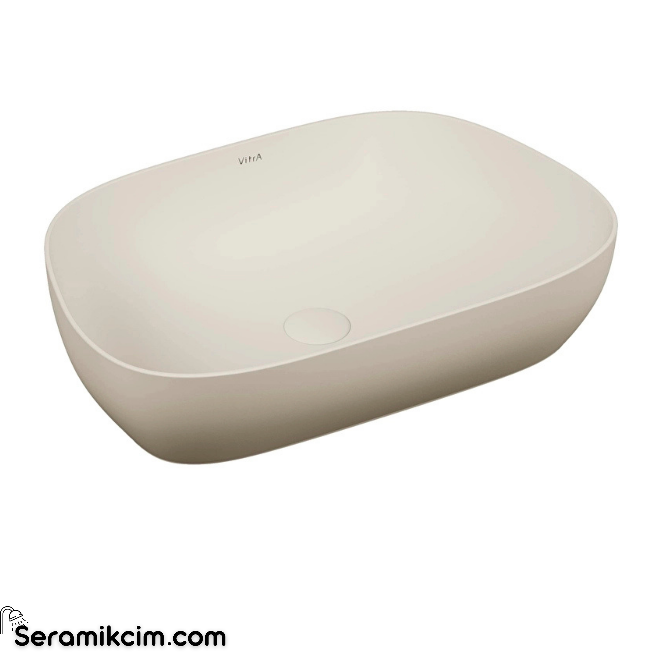VitrA Outline Çanak Lavabo,TV Shape, 62x41 cm,Armatür Deliksiz, Su Taşma Deliksiz, Clean, Mat Kum Beji