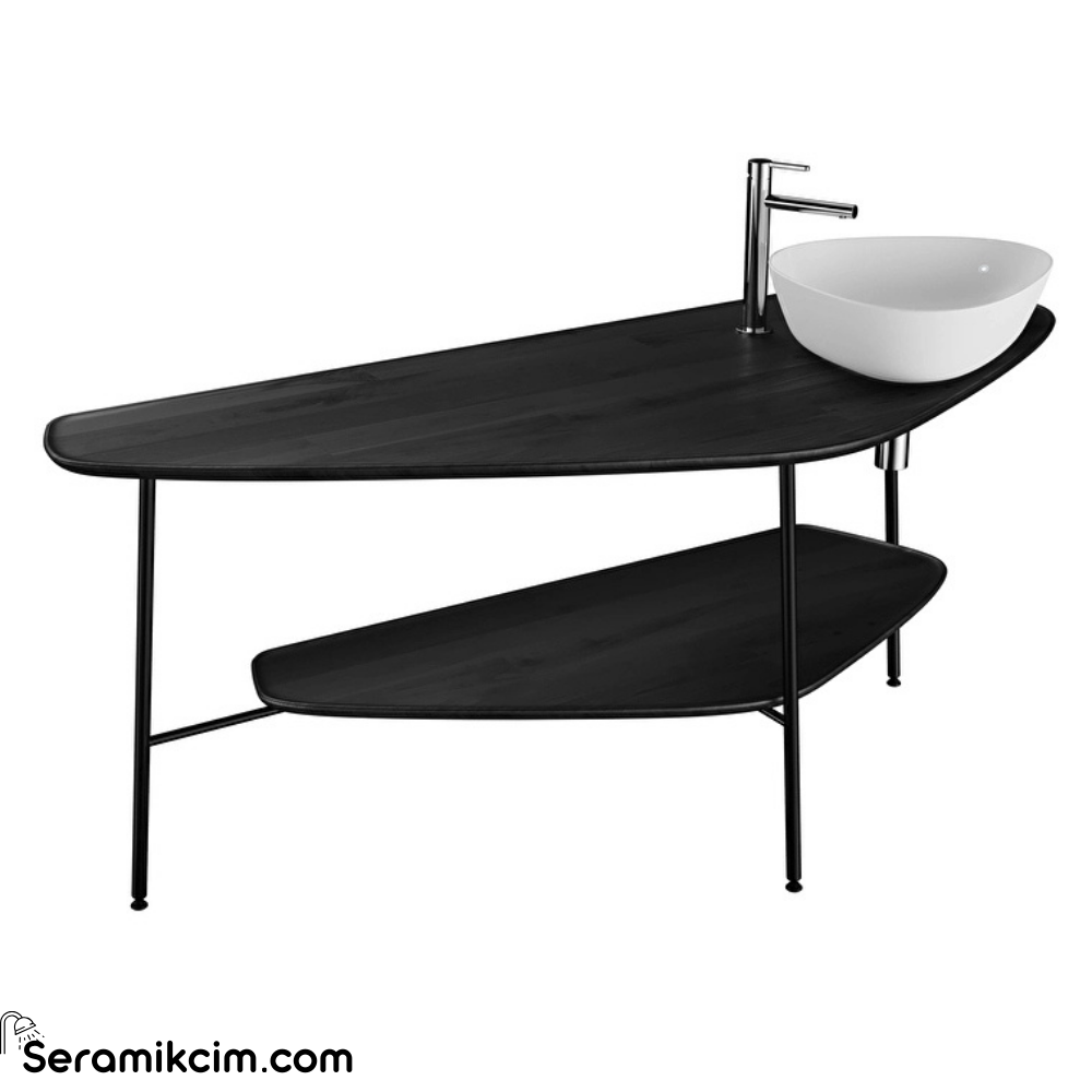 Vitra Plural Ahşap Tezgah 160 Cm Sağ Armatür Delikli, Siyah Meşe 65850