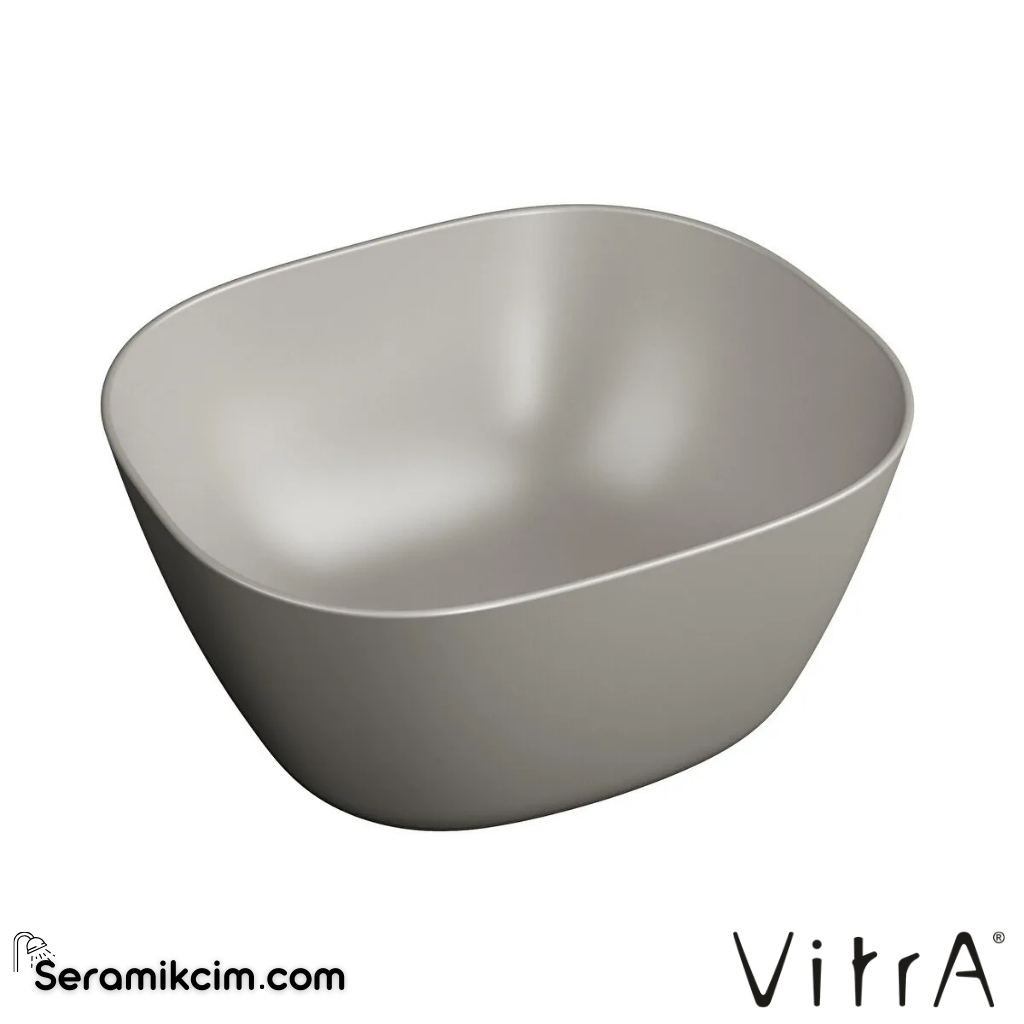 VitrA Plural Çanak Lavabo Oval, Kompakt, 45x38 cm Armatür Deliksiz, Su Taşma Deliksiz, Clean, Mat Bej - 7811B420-0016