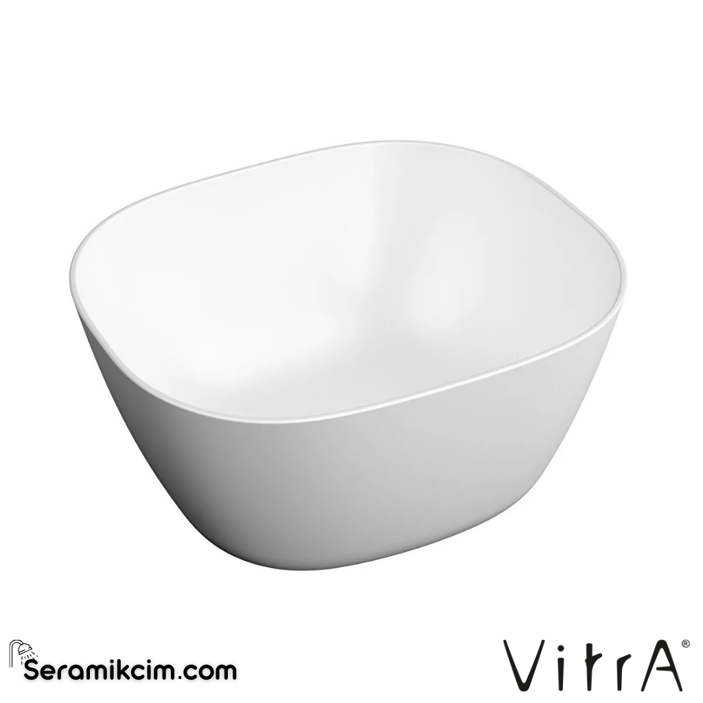 VitrA Plural Çanak Lavabo Oval, Kompakt, 45x38 cm Armatür Deliksiz, Su Taşma Deliksiz, Clean, Mat Beyaz - 7811B401-0016