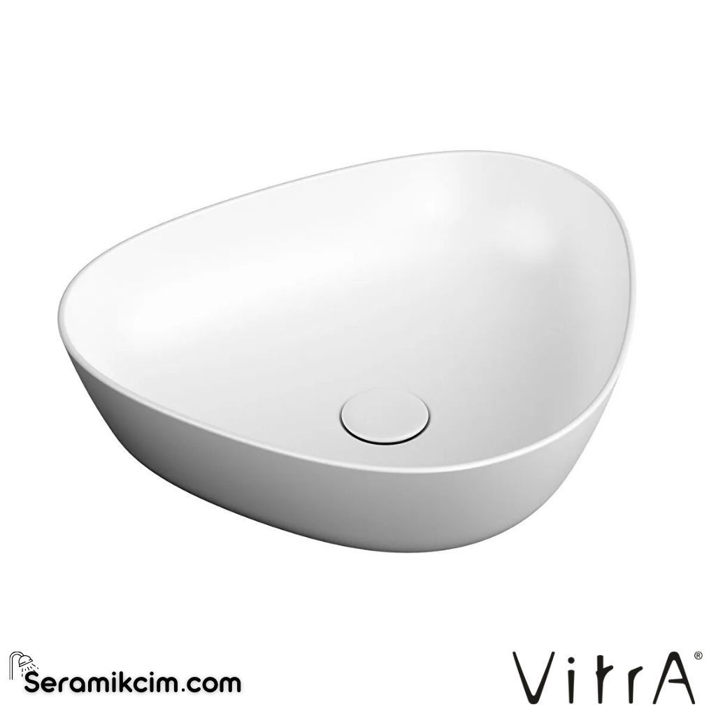 VitrA Plural Çanak Lavabo Üçgen, Kompakt, 45x40 cm Armatür Deliksiz, Su Taşma Deliksiz, Clean, Mat Beyaz - 7812B401-0016