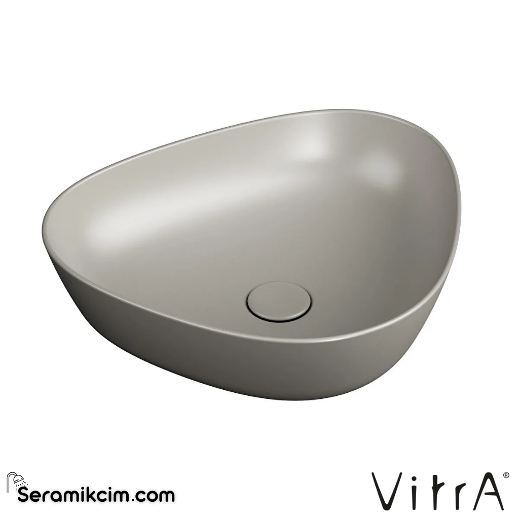 VitrA Plural Çanak Lavabo Üçgen, Kompakt, 45x40 cm Armatür Deliksiz, Su Taşma Deliksiz, Clean, Mat Bej - 7812B420-0016