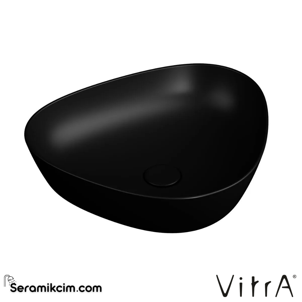 VitrA Plural Çanak Lavabo Üçgen, Kompakt, 45x40 cm Armatür Deliksiz, Su Taşma Deliksiz, Clean, Mat Siyah - 7812B483-0016