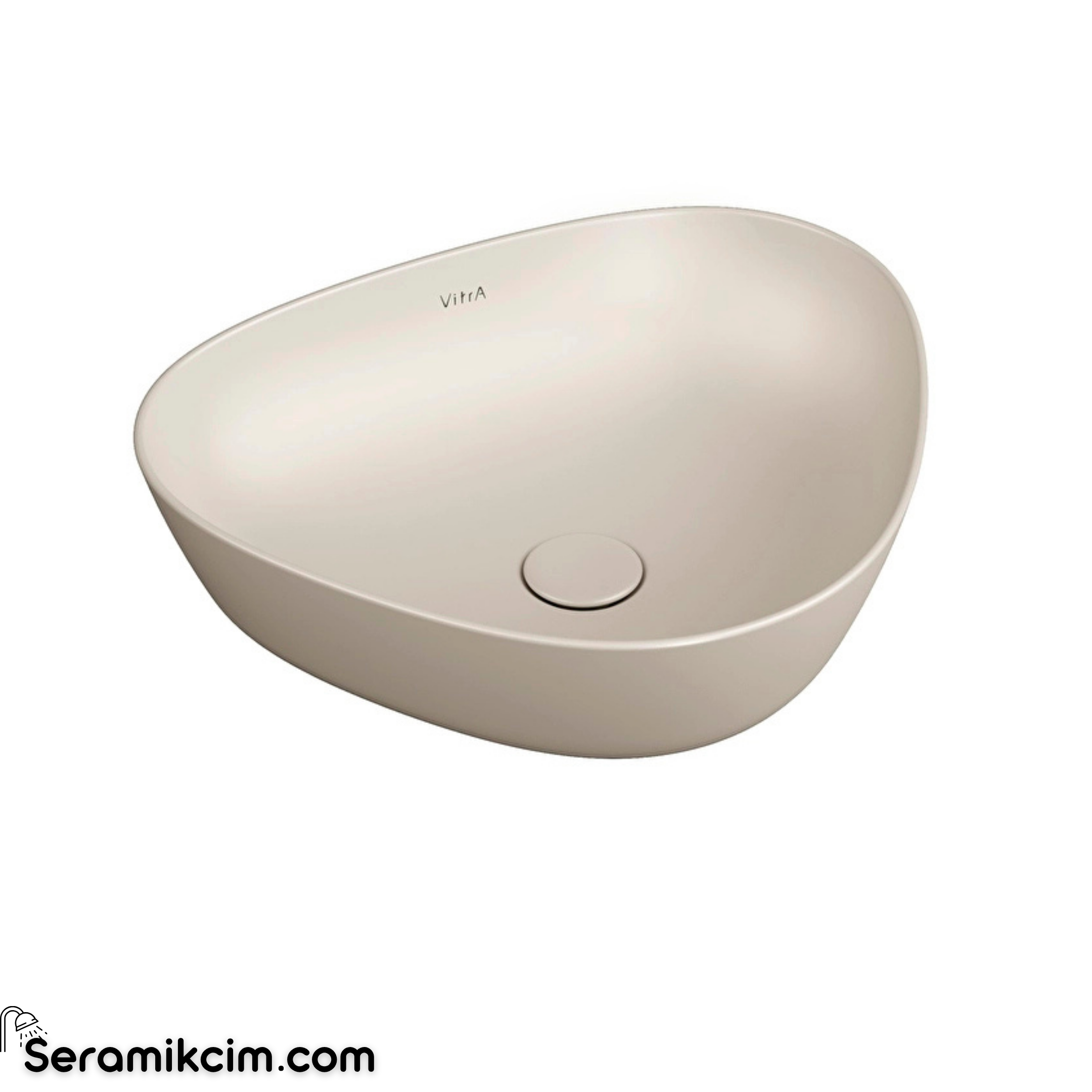 VitrA Plural Çanak Lavabo,Üçgen, Kompakt, 47x40 cm,Armatür Deliksiz, Su Taşma Deliksiz, Clean, Mat Kum Beji