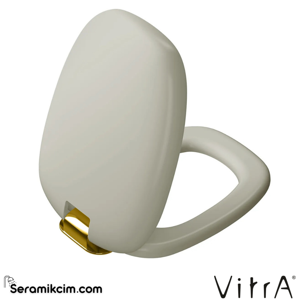 VitrA Plural Klozet Kapağı Duroplast, Üstten Sıkmalı Yavaş Kapanır, Kolay Sök-Tak, Altın, Metal Menteşeli, Mat Bej 126-420-019 - 126-420-019