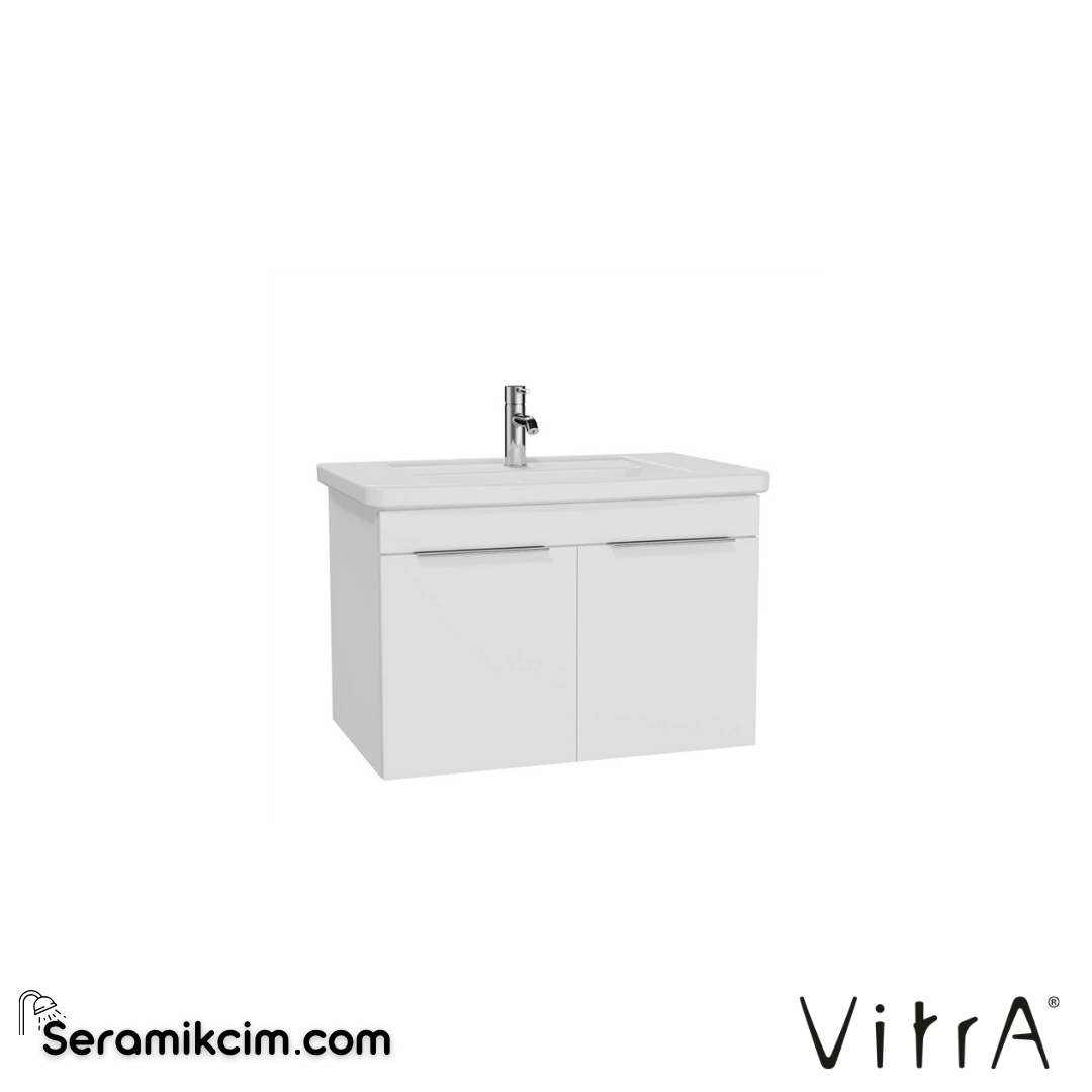VitrA Quadrum Lavabo Dolabı 80 cm, kapaklı parlak beyaz 62542 - 62542