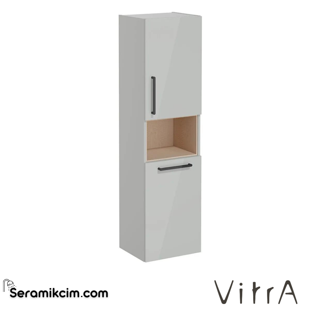 Vitra Root Boy Dolabı, 40 Cm, Kısa, Çamaşır Sepetli, Parlak İnci Grisi, Sağ - 66233