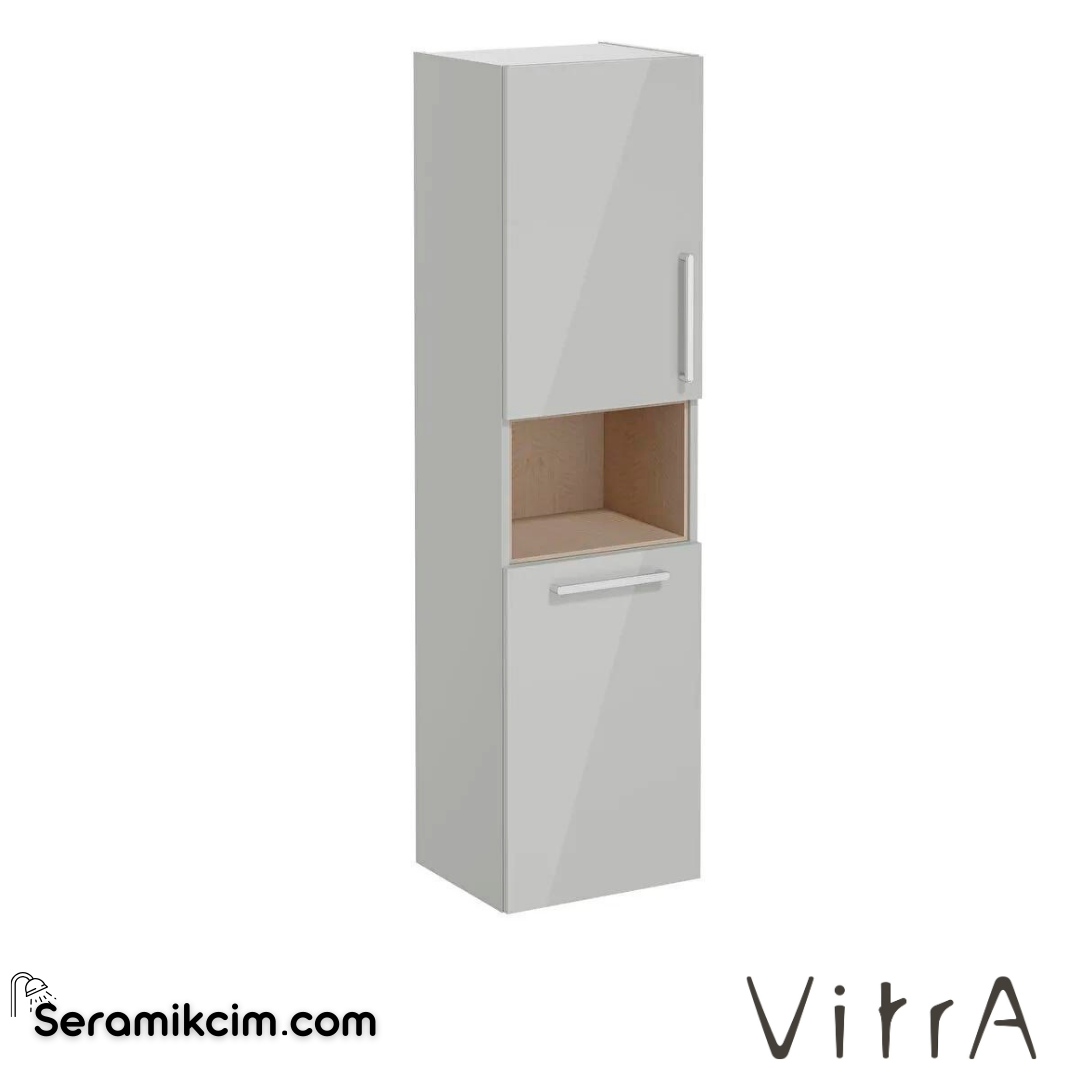 Vitra Root Boy Dolabı, 40 Cm, Kısa, Çamaşır Sepetli, Parlak İnci Grisi, Sol - 66239
