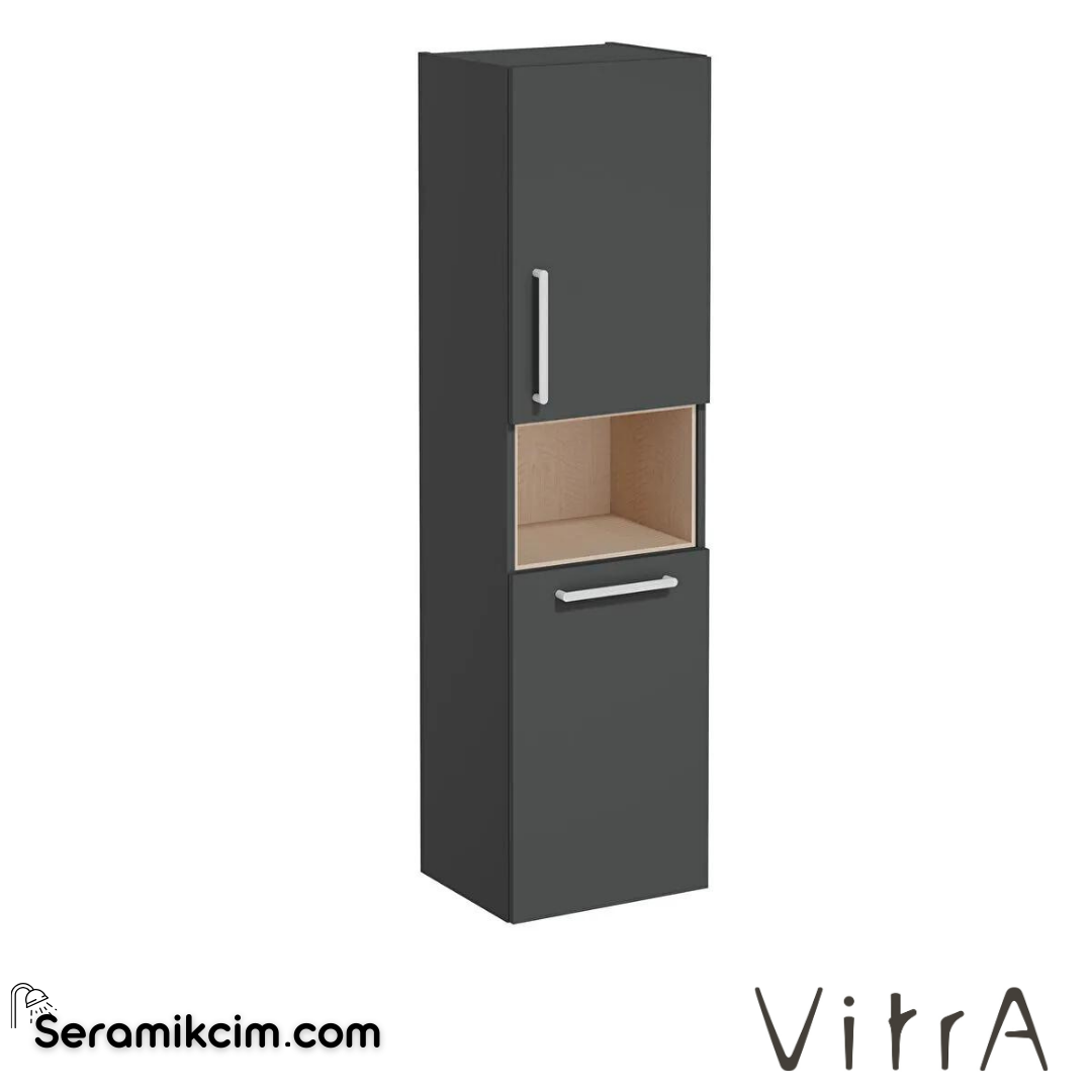 Vitra Root Boy Dolabı, 40 Cm, Kısa, Çamaşır Sepetli, Mat Fırtına Gri, Sağ - 68011