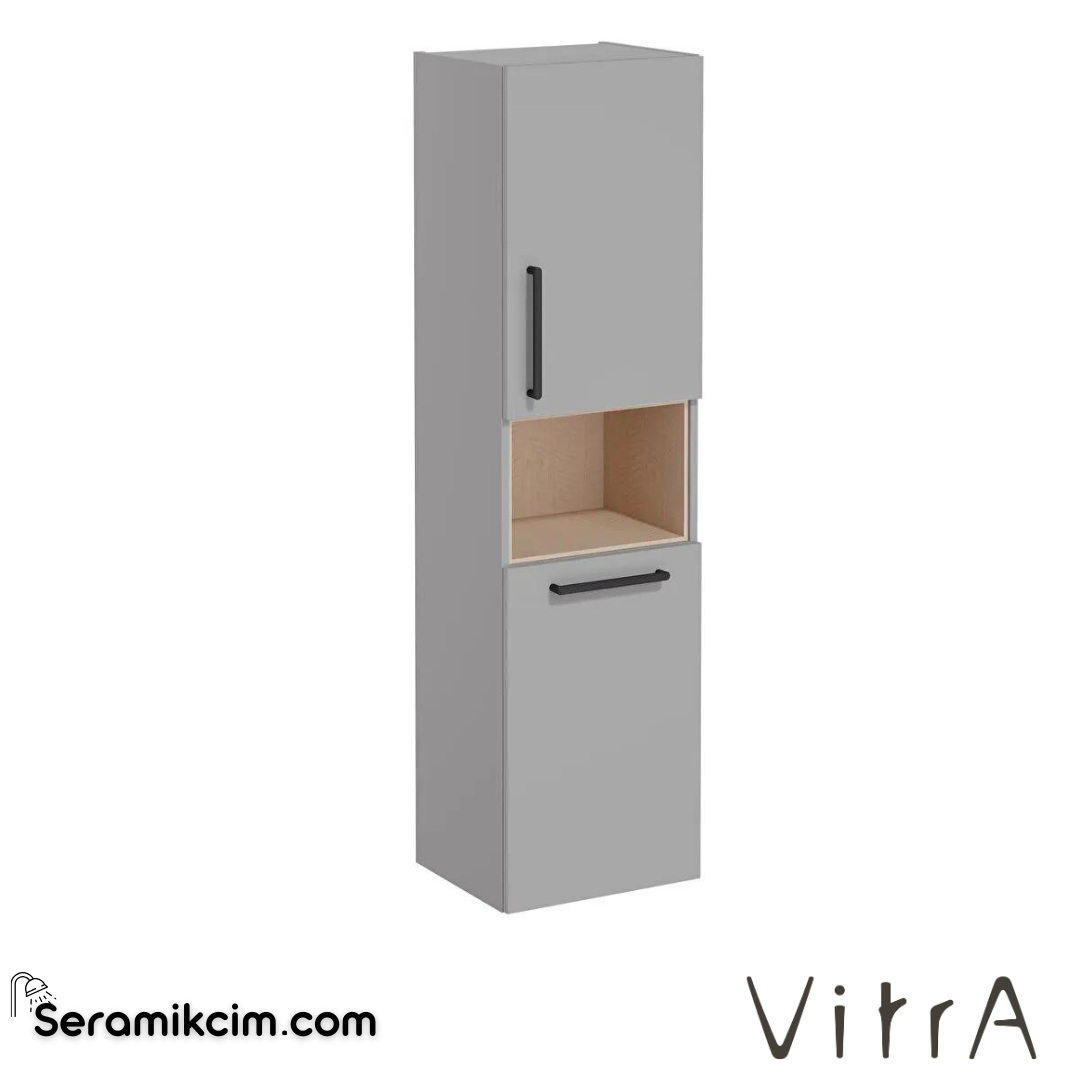 Vitra Root Boy Dolabı, 40 Cm, Kısa, Çamaşır Sepetli, Mat Kaya Gri, Sağ - 68010