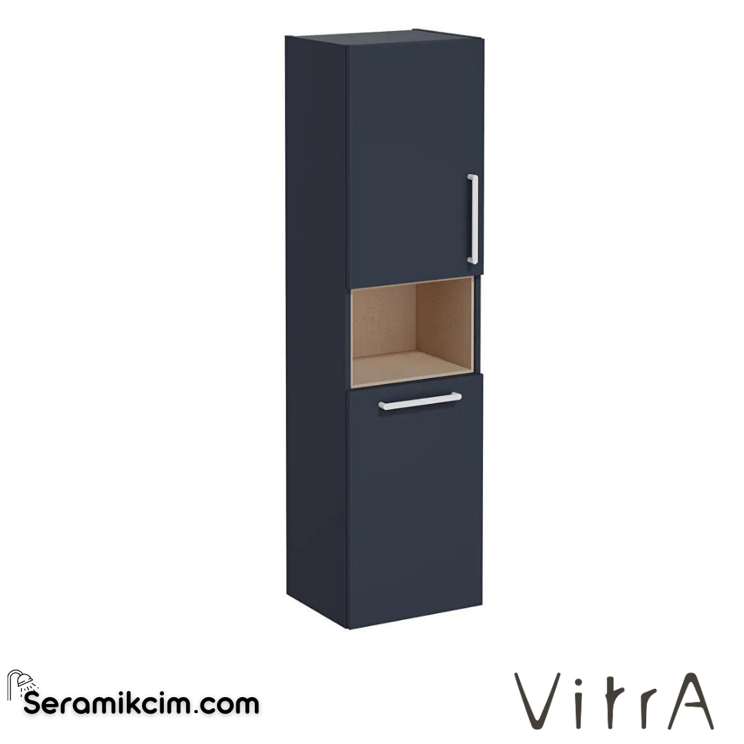 Vitra Root Boy Dolabı, 40 Cm, Kısa, Çamaşır Sepetli, Mat Lacivert, Sol - 68008