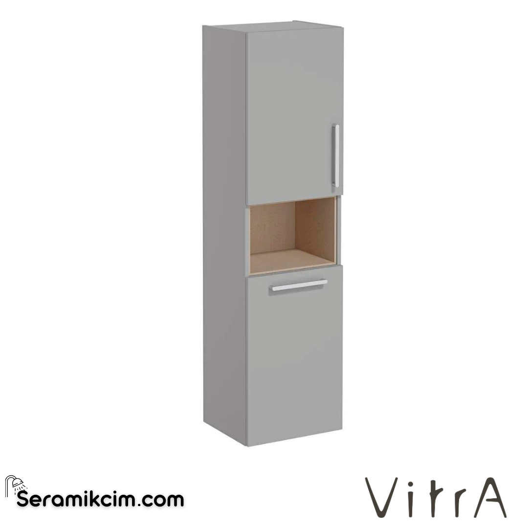 Vitra Root Boy Dolabı, 40 Cm, Kısa, Çamaşır Sepetli, Mat Kaya Gri, Sol - 68006