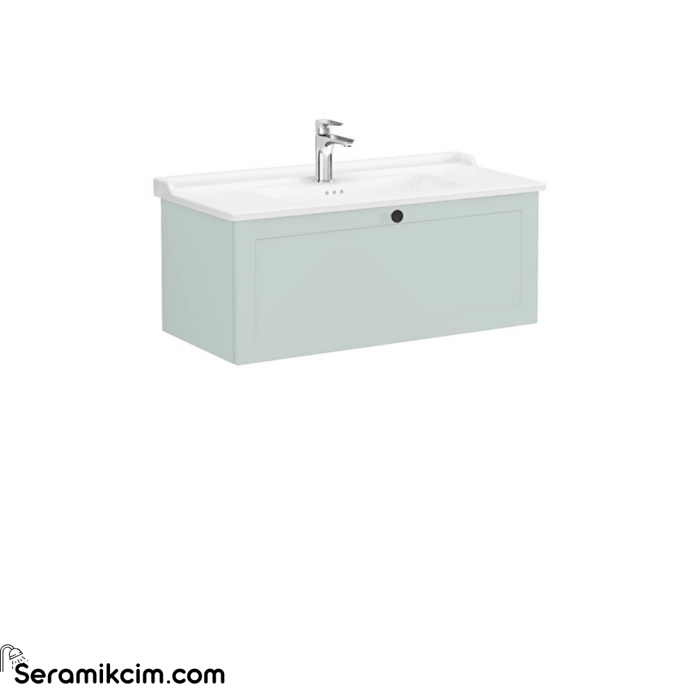 Vitra Root Classic Lavabo Dolabı, Tek Çekmeceli, 100 Cm, Mat Retro Yeşil, Klasik Lavabolu