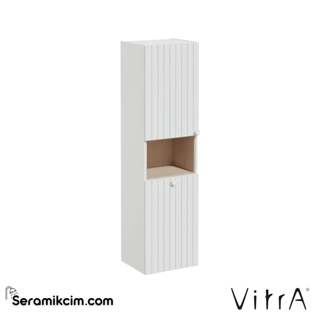 Vitra Root Groove Boy Dolabı, 40 Cm, Kısa, Çamaşır Sepetli, Mat Açık Gri, Sol - 69094