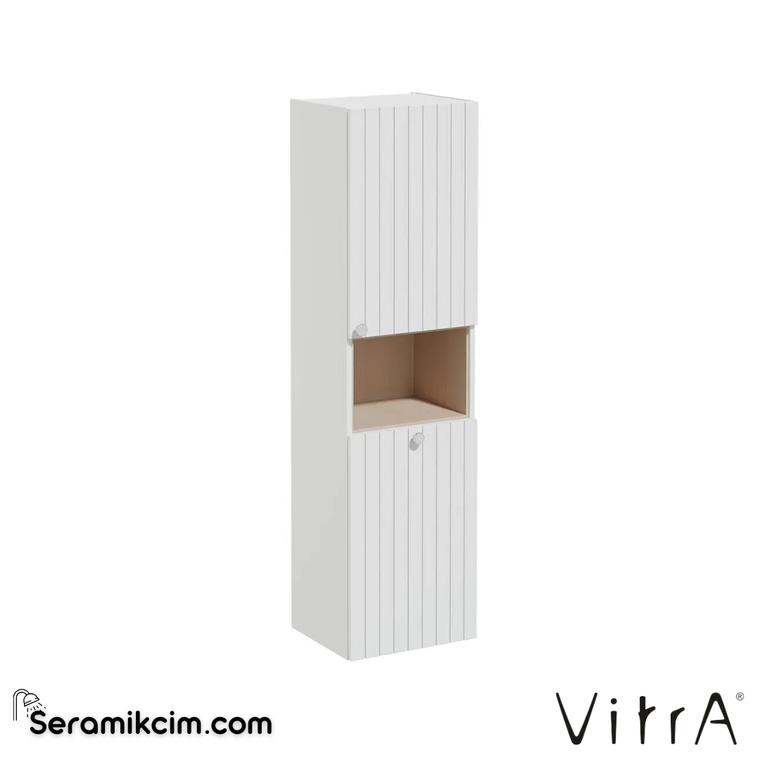 Vitra Root Groove Boy Dolabı, 40 Cm, Kısa, Çamaşır Sepetli, Mat Açık Gri, Sağ - 69101