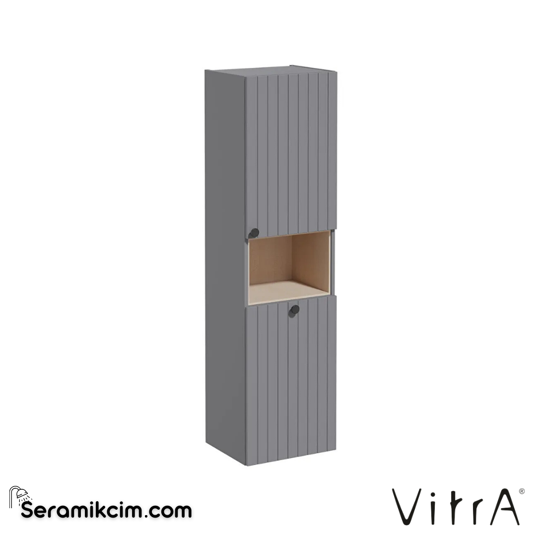 Vitra Root Groove Boy Dolabı, 40 Cm, Kısa, Çamaşır Sepetli, Mat Gri, Sağ - 69102