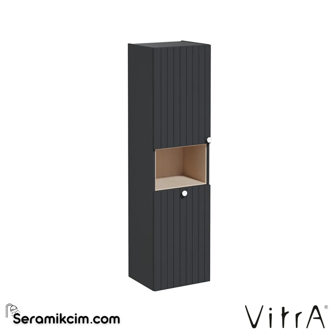 Vitra Root Groove Boy Dolabı, 40 Cm, Kısa, Çamaşır Sepetli, Mat Grafit, Sol - 69097
