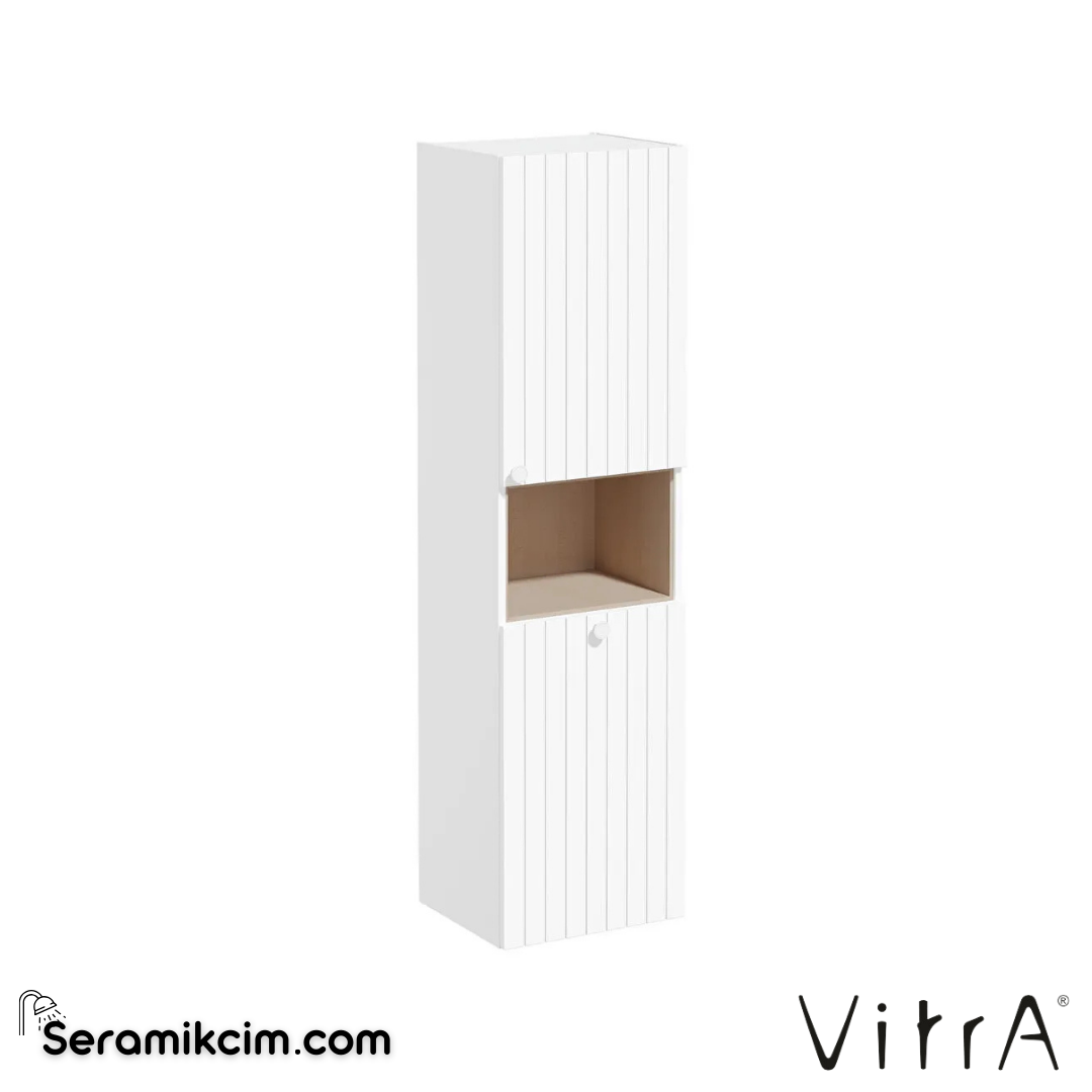 Vitra Root Groove Boy Dolabı, 40 Cm, Kısa, Çamaşır Sepetli, Mat Beyaz, Sağ - 69100