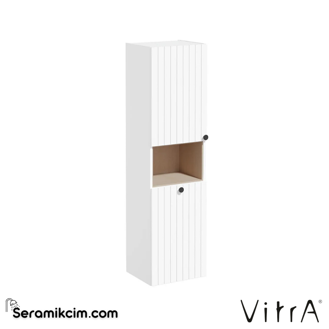 Vitra Root Groove Boy Dolabı, 40 Cm, Kısa, Çamaşır Sepetli, Mat Beyaz, Sol - 69093