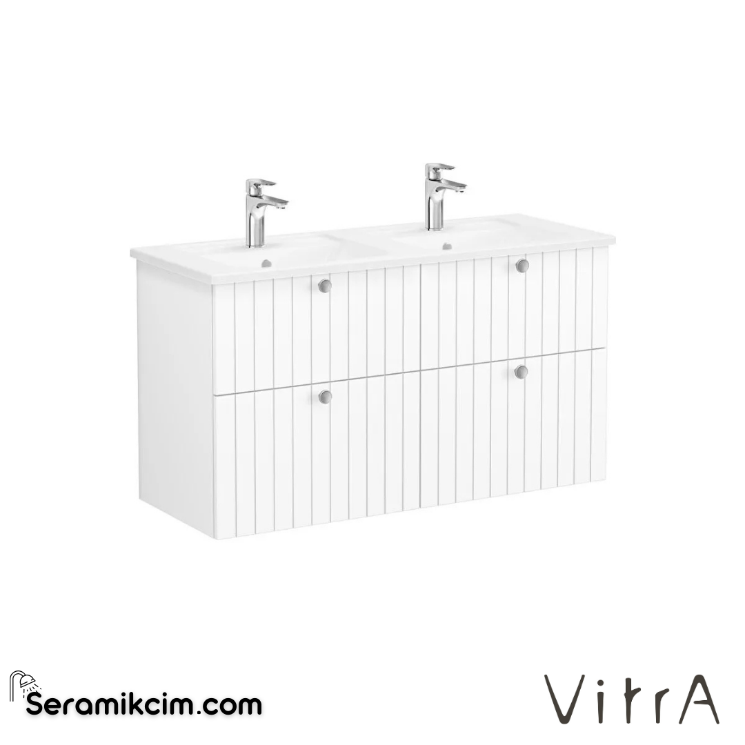 Vitra Root Groove Lavabo Dolabı, Dört Çekmeceli, 120 Cm, Mat Beyaz, Köşeli Lavabolu - 69513