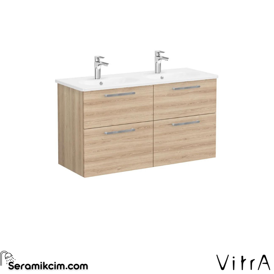 Vitra Root Lavabo Dolabı, Dört Çekmeceli, 120 Cm, Doğal Meşe, Yuvarlak Lavabolu