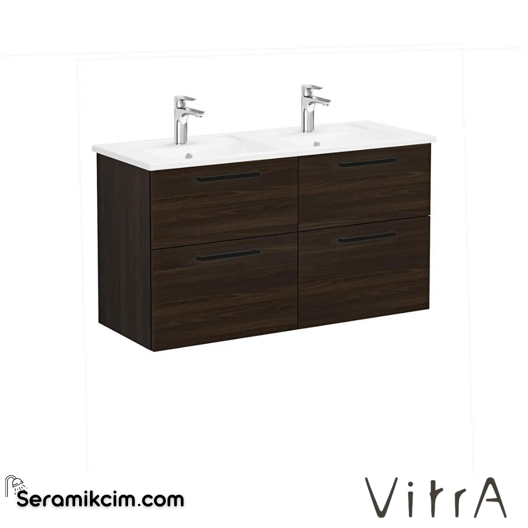 Vitra Root Lavabo Dolabı, Dört Çekmeceli, 120 Cm, Ceviz, Köşeli Lavabolu - 66276
