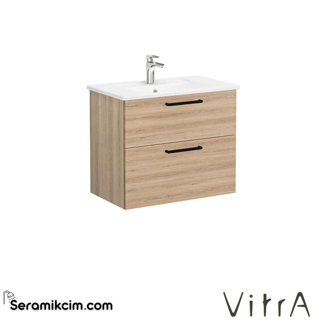 Vitra Root Lavabo Dolabı, İki Çekmeceli, 80 Cm, Doğal Meşe, Köşeli Lavabolu - 66302