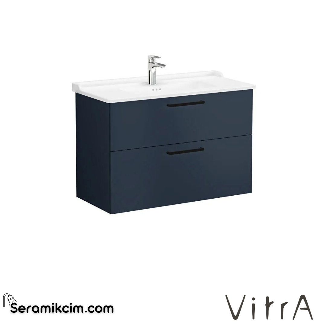Vitra Root Lavabo Dolabı, İki Çekmeceli, 100 Cm, Mat Lacivert, Klasik Lavabolu - 68329