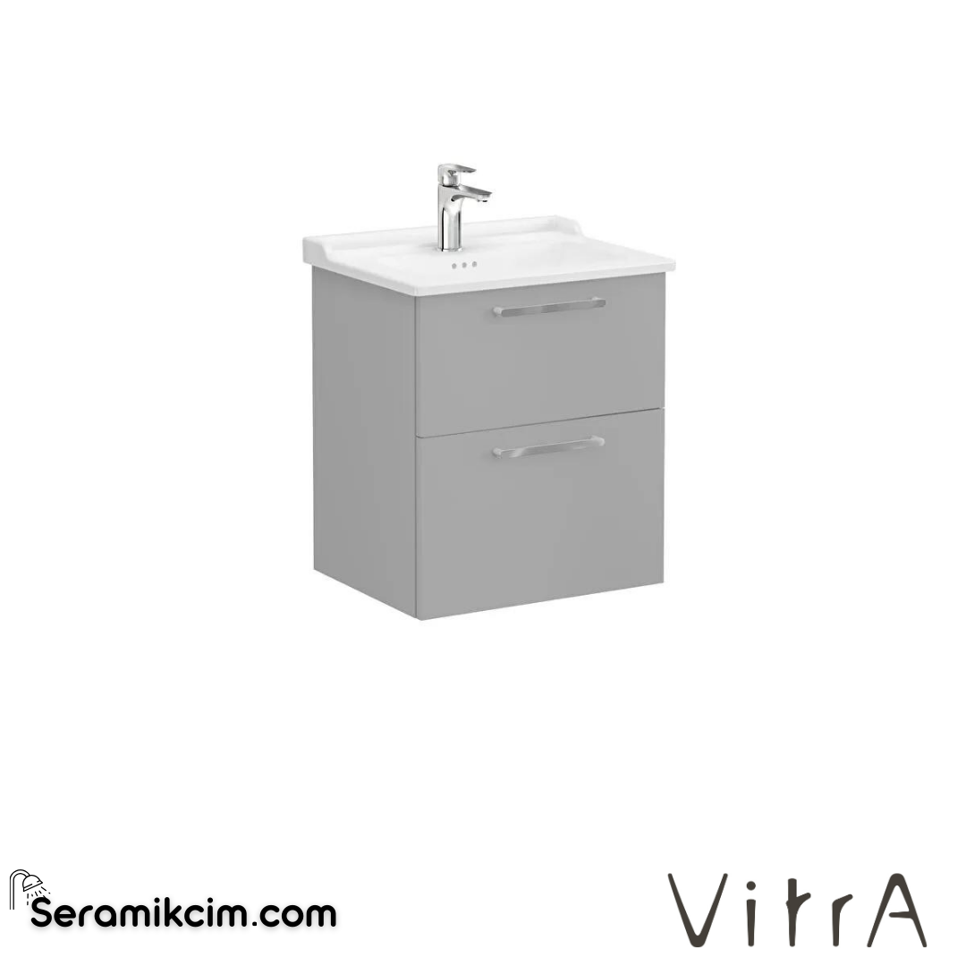 Vitra Root Lavabo Dolabı, İki Çekmeceli, 60 Cm, Mat Kaya Gri, Klasik Lavabolu - 68279