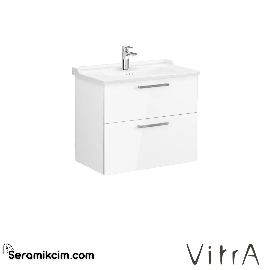 Vitra Root Lavabo Dolabı, İki Çekmeceli, 80 Cm, Parlak Beyaz, Klasik Lavabolu - 68293