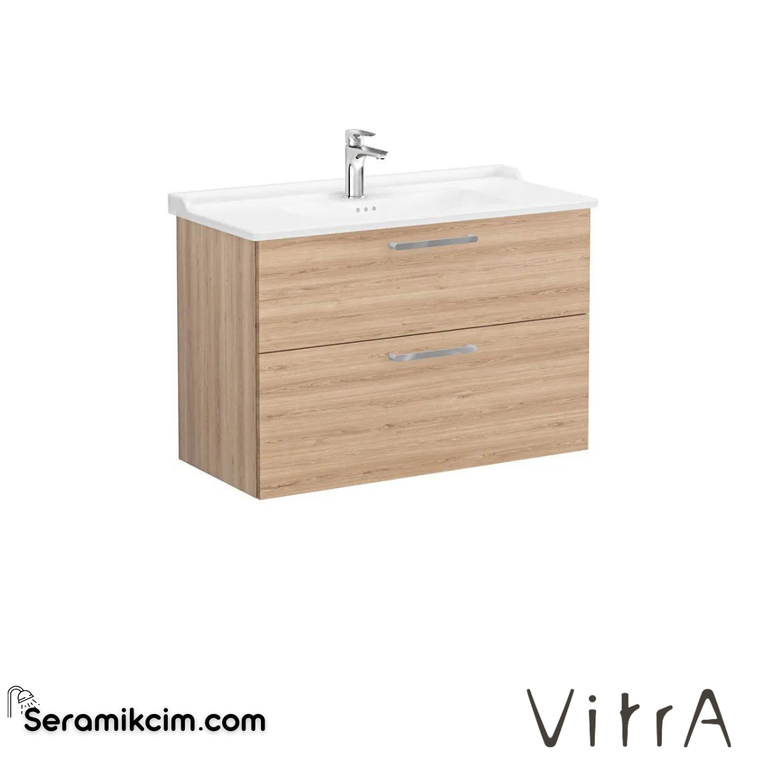 Vitra Root Lavabo Dolabı, İki Çekmeceli, 100 Cm, Doğal Meşe, Klasik Lavabolu - 68330