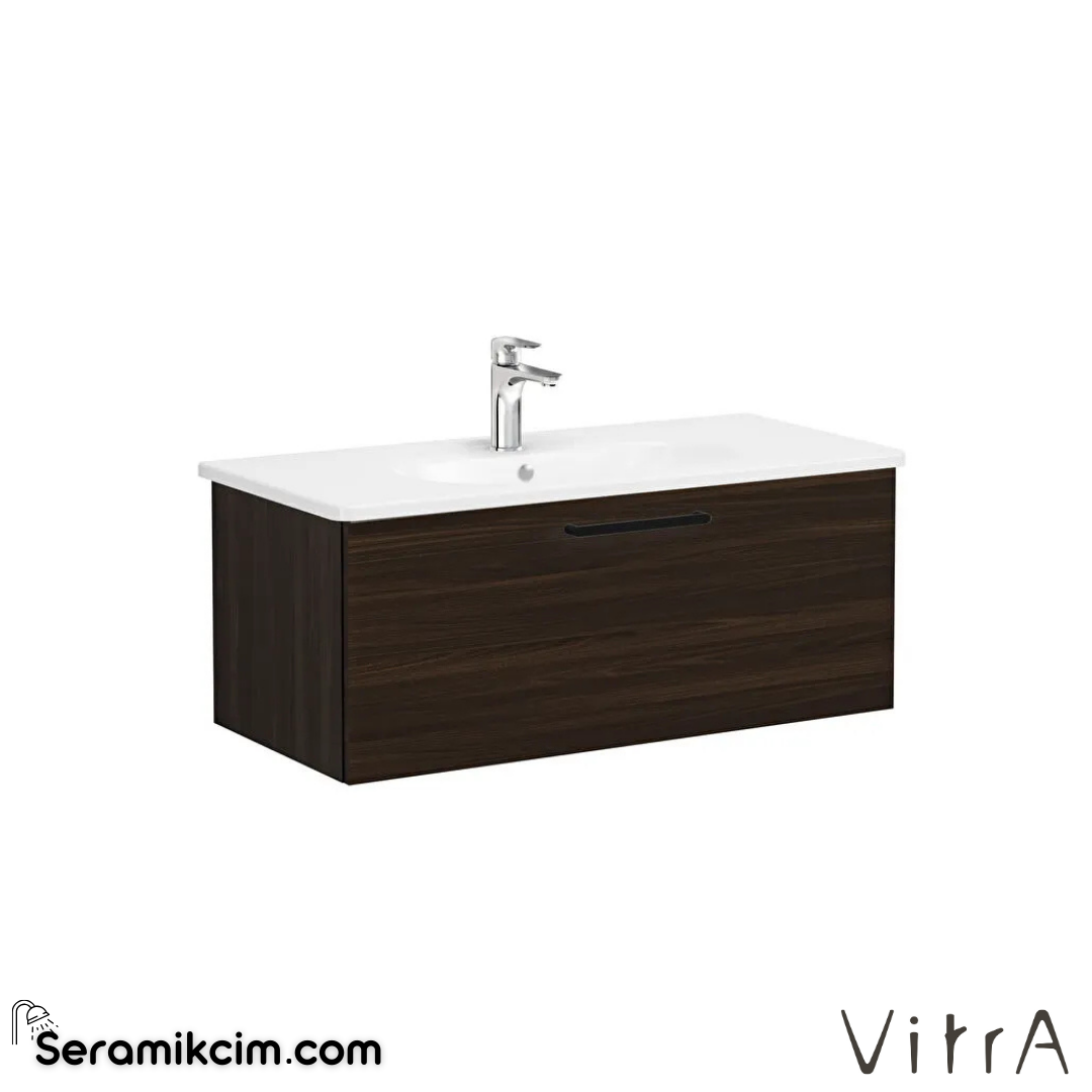 Vitra Root Lavabo Dolabı, Tek Çekmeceli, 100 Cm, Ceviz, Yuvarlak Lavabolu - 68256