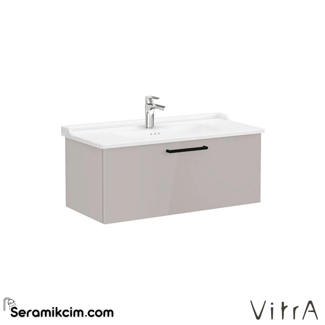 Vitra Root Lavabo Dolabı, Tek Çekmeceli, 100 Cm, Parlak Sahra Beji, Klasik Lavabolu - 68261