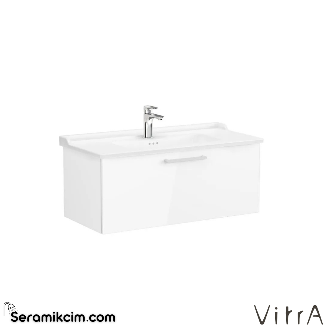 Vitra Root Lavabo Dolabı, Tek Çekmeceli, 100 Cm, Parlak Beyaz, Klasik Lavabolu - 68258